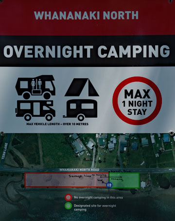 Overnight camping sign