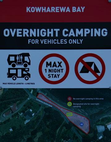 Overnight Camping sign