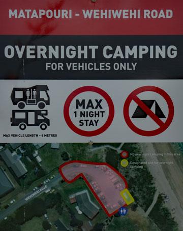 Overnight Camping sign