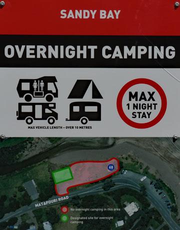 Overnight Camping sign