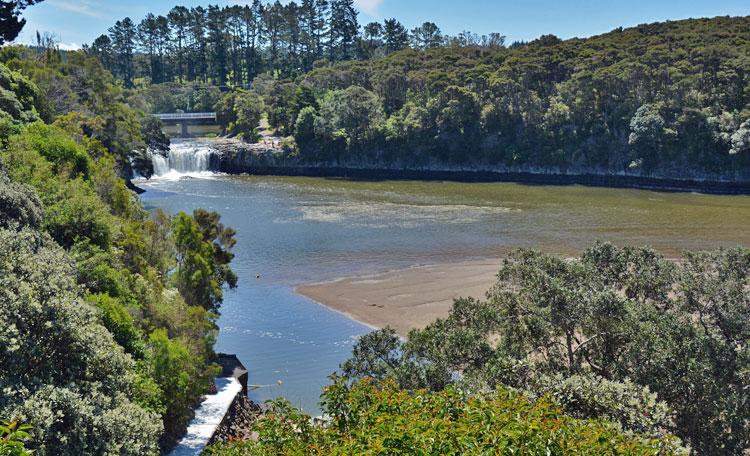 View of the Falls, with the original harbour on the left.