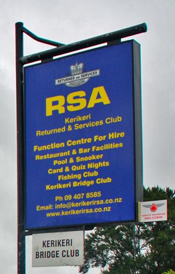 Kerikeri RSA sign