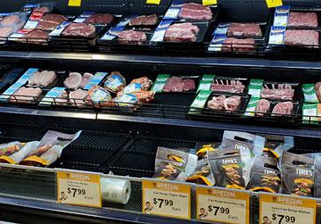 Selection of packaged meats