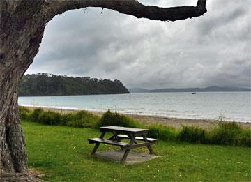 PIcnic table on the beachfront