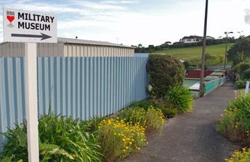 Military Museum sign pointing to where the museum is located