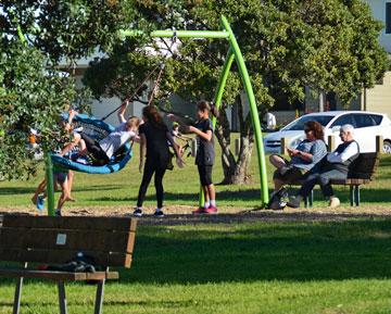 Swings in the adventure playground