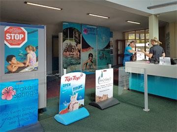 Campsite reception and entrance to the pools