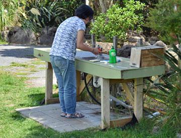 Outdoor sink bench