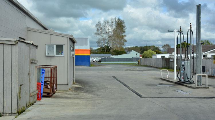 Truck refilling area and the water tap