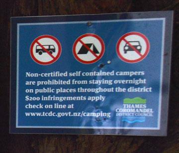 Freedom camping sign