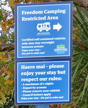 Freedom Camping sign