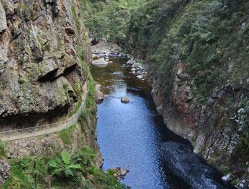 Track cut into the face of the gorge