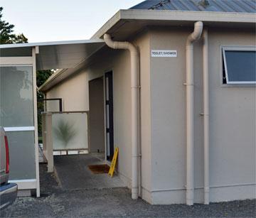 Entrance to the shower and toilet