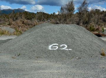 Some of the metal (gravel) piled up ready for use