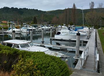 Boats moored in the marina