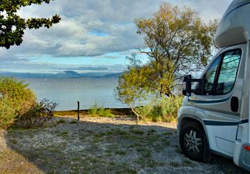 Motorhome parking on the lake front