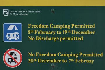 Freedom Camping sign