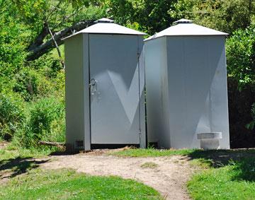Basic tin shed long-drop toilets