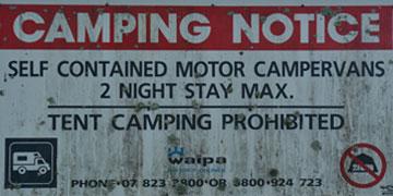 Freedom Camping sign