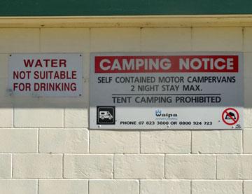 Camping Notice for self-contained vans