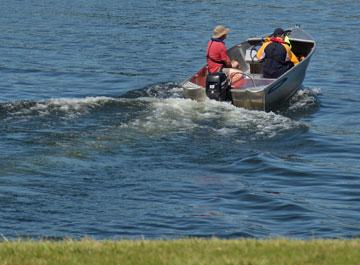 Boat heading out onto the lake