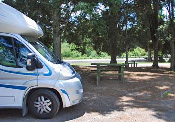 Parking alongside a picnic table