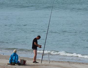 Fishing on the beach