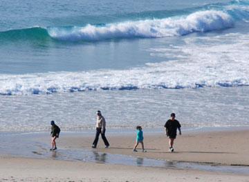 Walking along the beach