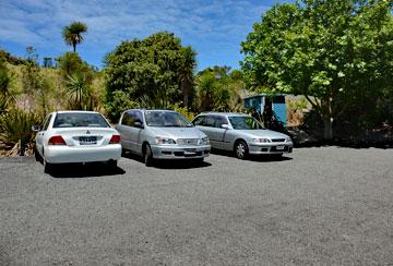 Cars parking in the designated motorhome parking area