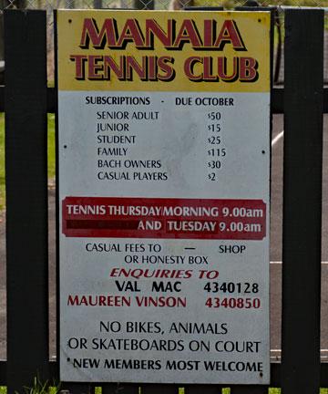 Tennis Club sign