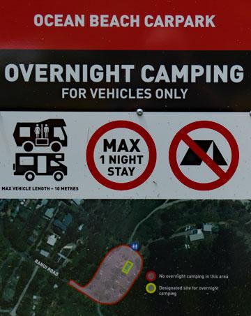 Overnight Camping sign