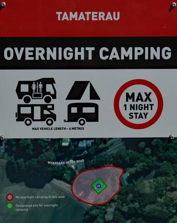 Overnight Camping sign