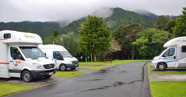 Whangarei Top 10 parking at the base of Mt Parihaka