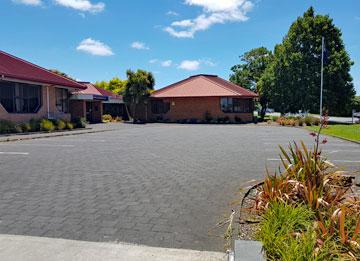 The main parking area for the service centre