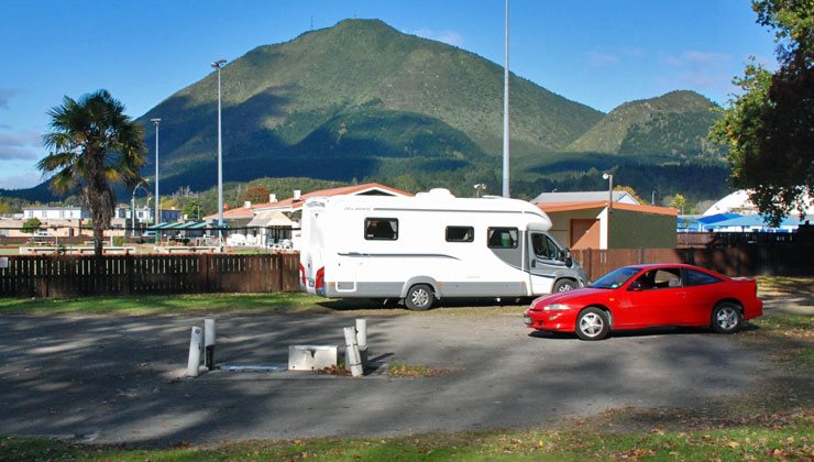 Prideaux Park Free Parking with Mount Putauaki in the background