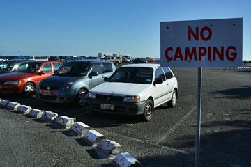 No Camping sign at the entrance