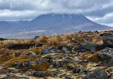 Mt Tongariro covered in cloud