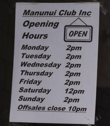 Club opening hours