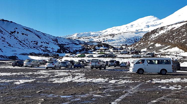 Parking in the lower carpark at the Turoa ski field