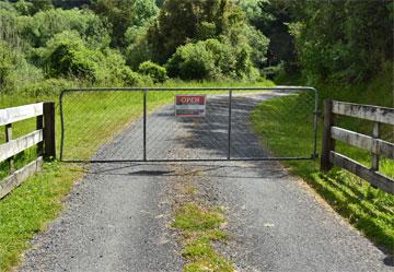 Gate at the entrance to the Adventure Centre