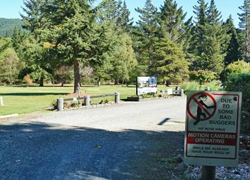 Sign describing onsite security