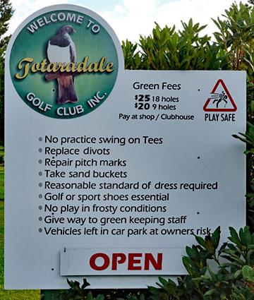 Club sign and green fees