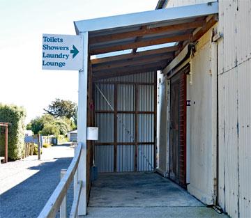 Entrance to the showers, toilets, laundry and lounge