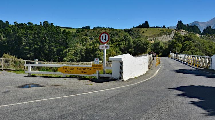 View across the Rakaia Gorge bridge