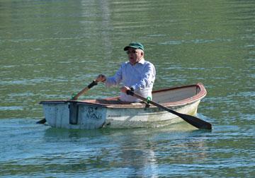 Rowing a boat on the harbour