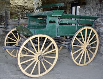 A restored buggy in one of the buildings