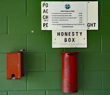 Honesty box for paying your camp fees
