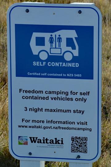 Freedom camping sign