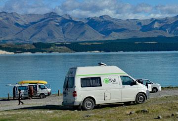 Freedom camping overlooking Lake Pukaki