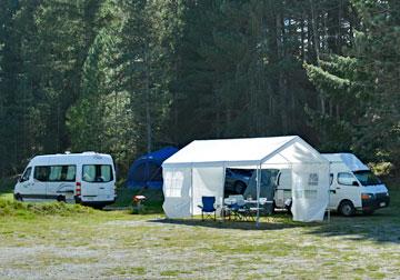 Smaller vans and tents